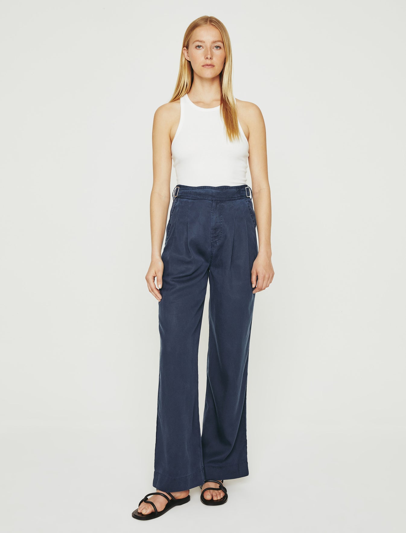 Natalie|Double Pleats Wide Leg Trouser